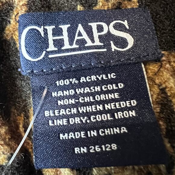 Vintage Chaps Infinity Scarf - Black Tan Filigree Pattern Soft Neck Scarf - Picture 6 of 6